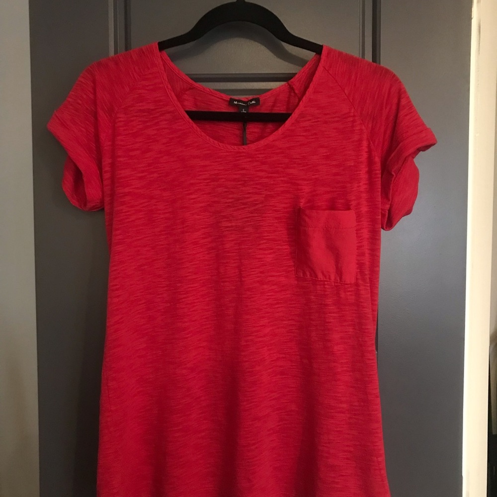 NWT Mossimo Dutti Small Red Cotton T-Shirt with Front Pocket